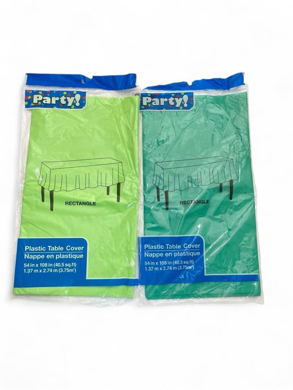 Set of 2 Green Rectangular Plastic Table Covers Brand New Party Supplies